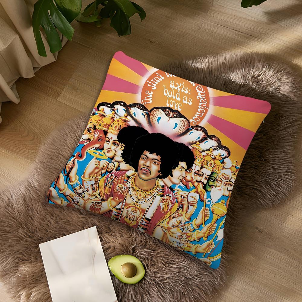 Singer J-Jimi H-Hendrix Cushion Cover Living Room Accent Couch Back Support Square Lounge Restful Nap Companion Pillow Case