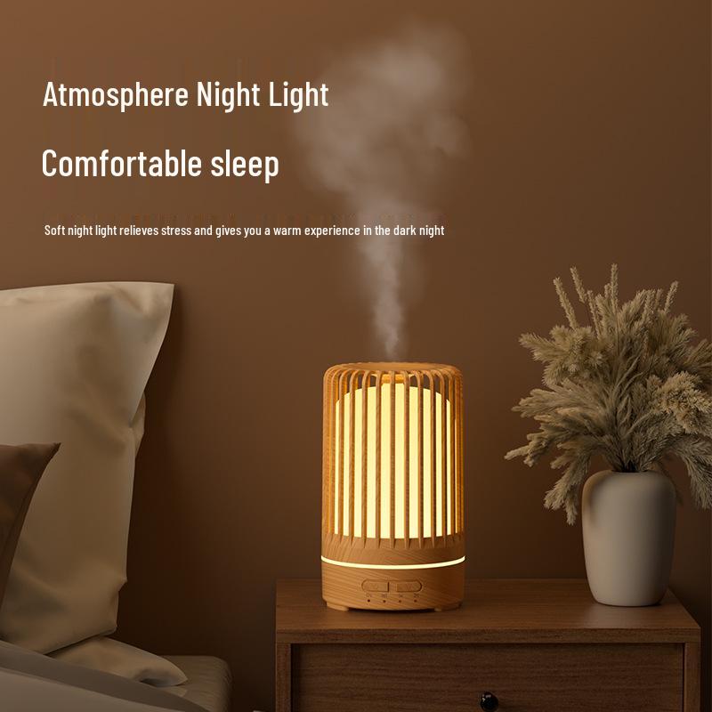 Wood Grain Ultrasonic Aroma Diffuser for Bedroom - Silent Essential Oil Humidifier