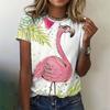 3D Printed Funny Flamingo T-Shirt For Women Animal Pattern Tees Summer Casual Short Sleeves Round Neck Tops Oversized T Shirts