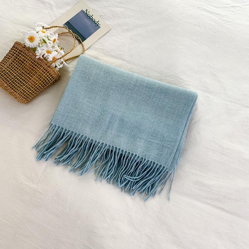 Mary 300g imitation cashmere tassel scarf women's winter solid color thickened warm shawl Japanese scarf