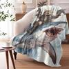 Cat Riding a Shark Throw Soft Flannel AC Blanket Lightweight Summer Nap Throw Cozy  Blanket for Sofa Bed Travel Home