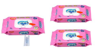 Of Habinurse Flushable Baby 72 for and Includes Original Plastic [Set 3] Wipes, Count, Caregiving, Adults, Seniors. Bag. Alcohol-free Wipes.