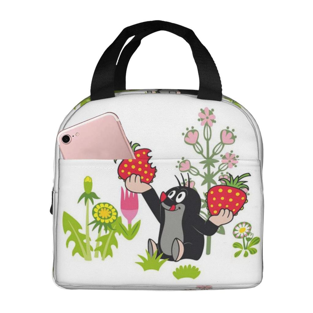 Borsa Pranzo Termica Carina e Felice della Talpa Krtek per Donne Ufficio Borsa Frigo Contenitore Termico per Cibo Borsa Tote Contenitori Portatili per Pranzo