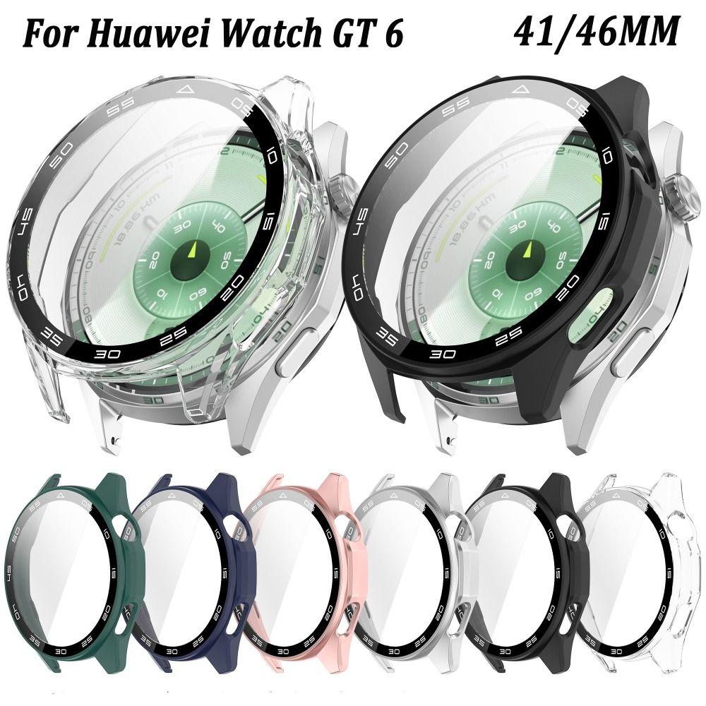 Tempered PC Protective Case Full Coverage Anti-Scratch Screen Protector with Scale 41/46MM Cover Shell for Huawei Watch GT 6