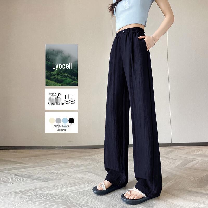 Women s Lyocell Linen Blend Straight Wide-Leg Pants XL