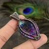Natural Multi Labradorite Gemstone Copper Wire Wrap Gift Pendant 2.40" P5b91