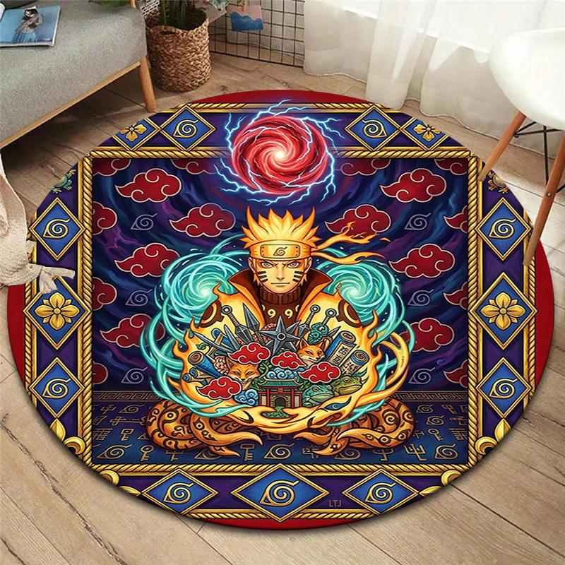 Naruto Power Up Round Area Rug Carpet Rug For Living Room Bedroom Sofa Playroom Decor Nonslip Floor Mat
