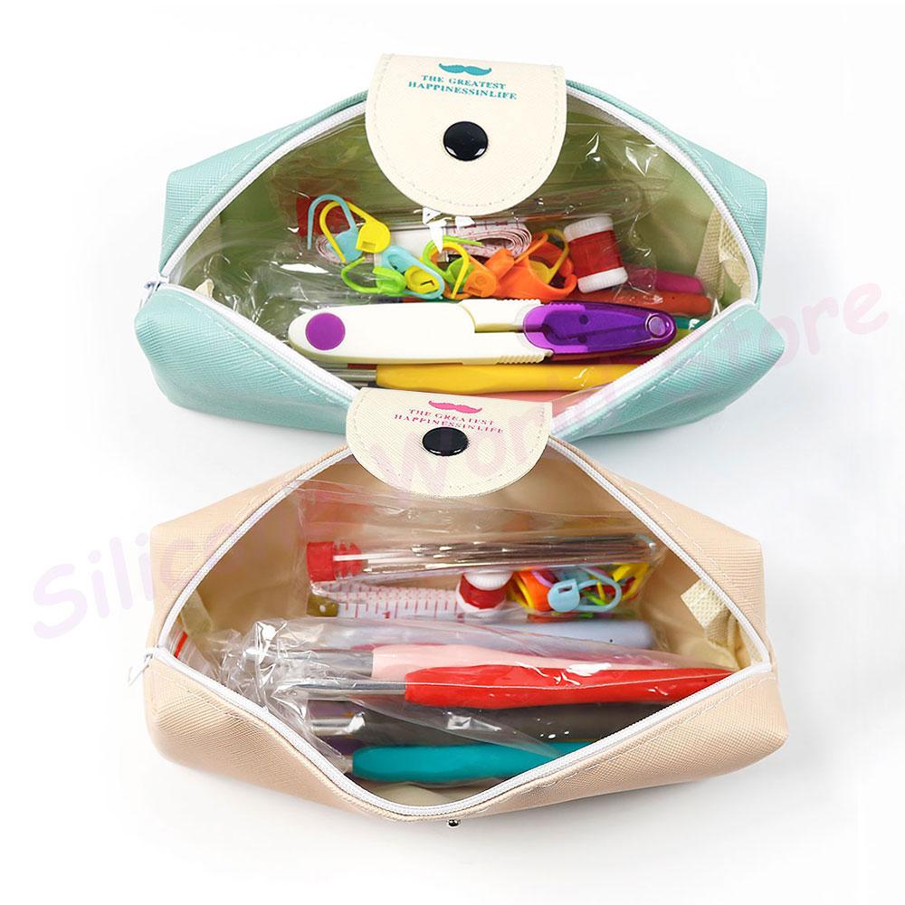 Silicone World 45/37 PCS Set Hook Needle Set DIY Hand Held Knitting Tools Beginners Woolen Weaving Tool Kits With Storage Bag