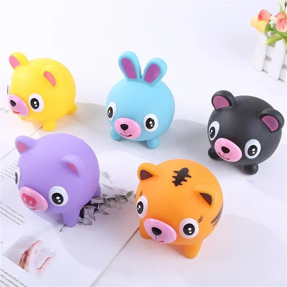 Screaming Pigs Squeeze Animal Ball Out with Sound Screaming Decompression Rubber Squeaky Toys Office Stress Goodie Bag Stuffer