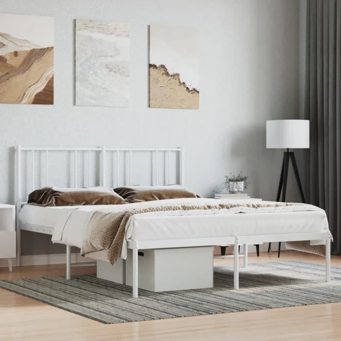 VidaXL Metal Bed Frame with White Headboard 120x200 Cm 352527