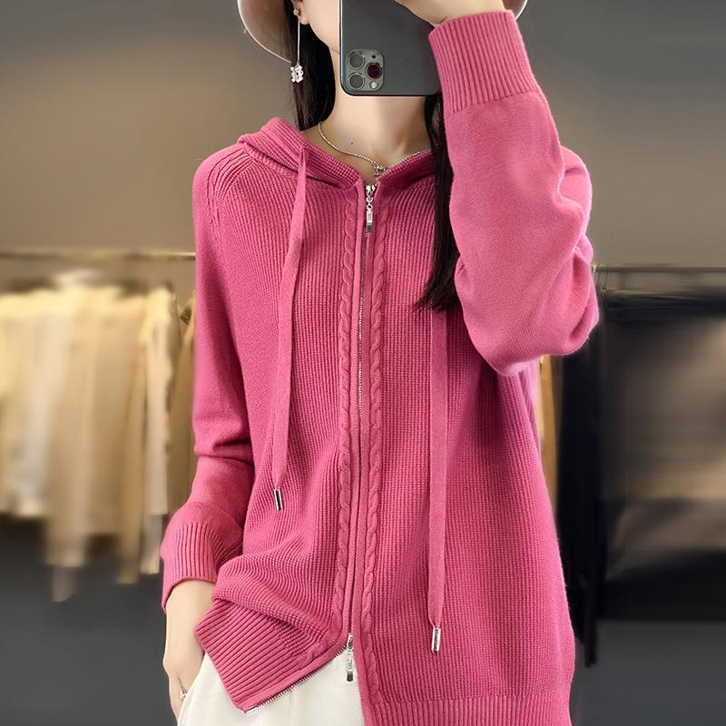 

Женский легкий кардиган из 50% шерсти и 50% шелка Mulberry — универсальный трикотаж на все 4 сезона для комфорта и стиля в любое время года L вишня