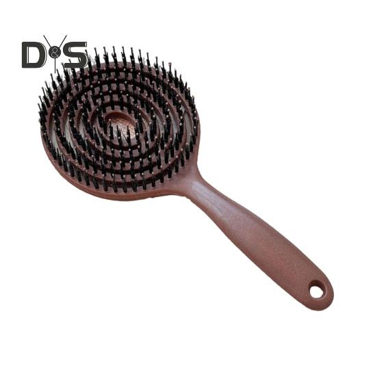 

Массажная расческа с антистатическими щетинками, термозащита, расческа для придания объема, инструмент для здоровой укладки волос коричневый