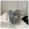 White Pink Silver Black Khaki Chic Street Style Pu Bucket Bag 2024 Summer Fashion Commuter Underarm Bag