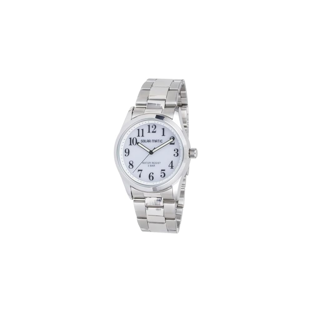 Crepha Analog Men s Solar Rechargeable Watch Metal Band Silver SM-AM167-WTS
