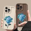 Husă Moale Mată cu Imprimeu Floare Roz Cristal Albastru Pentru iPhone 16 Pro Max 15 14 Pro 13 12 11 XS XR 8 7 Protecție Obiectiv Rezistentă la Șocuri Husă Telefon TPU