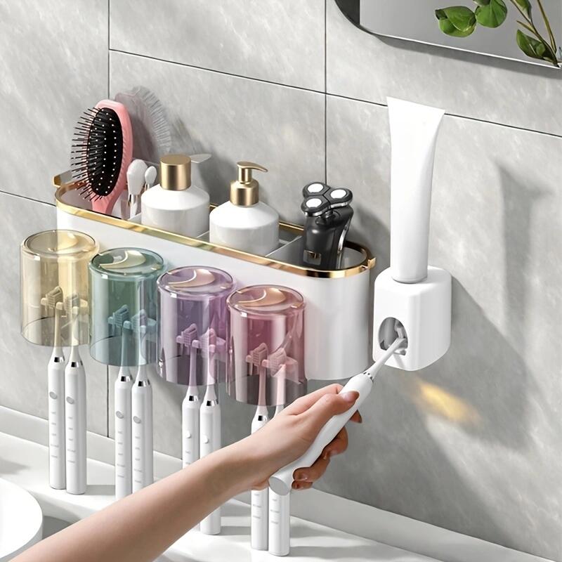 Wandmontierter Zahnbürstenhalter selbstklebende Zahnbürstenaufbewahrungsbox geeignet für Badezimmer Medizinschränke Studentenwohnheime