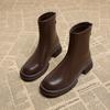 Autumn and Winter New Black Thick Soled Women's Ankle Boots Fashion Soft Leather Shoes Thick Heel Women's Short Boots