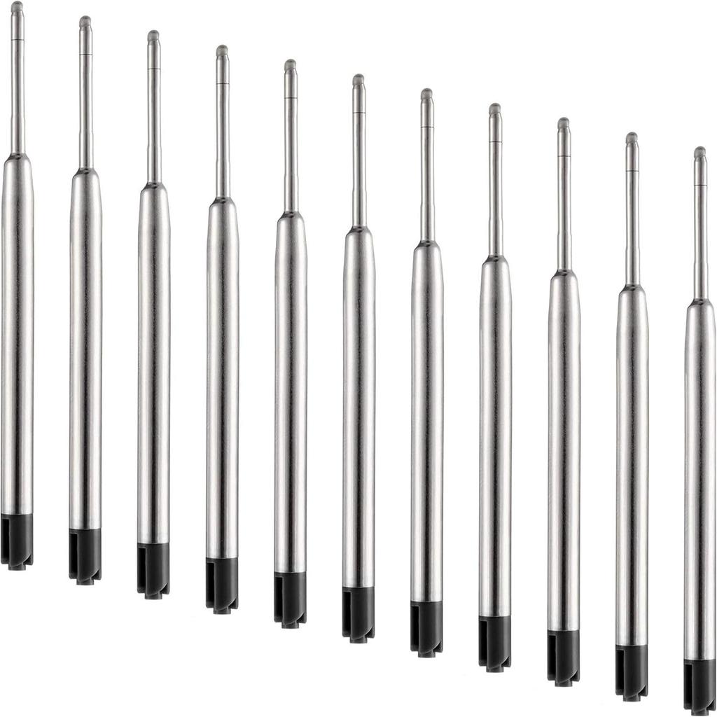 HeTaoCat Black Ink Refill Pack of 5, Replaceable Ballpoint Pen Refills, Medium Point Metal Refil (Black)