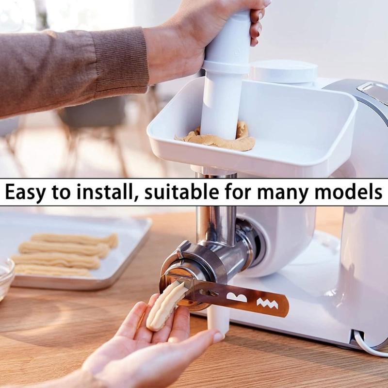 Praktický díl mlýnku na maso Nerezová tryska Příslušenství na sušenky Kovová textura Vhodné pro použití s různými mixéry