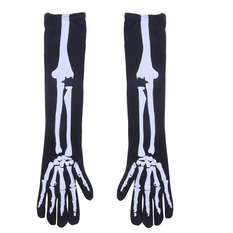 Adult Halloween White Skeleton Gloves Fashion Skull Mitten Ghost Claw Skull Glove Stretch Cosplay Goth Mittens Accessories