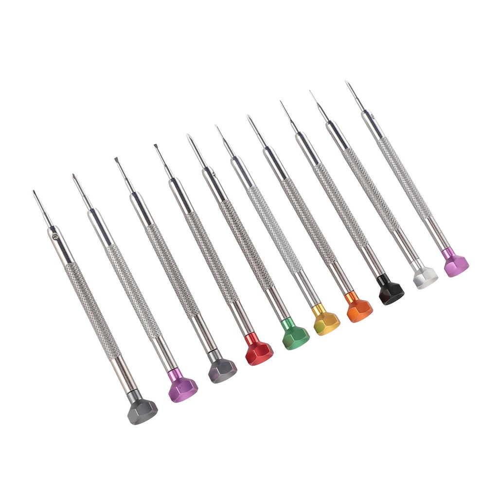 10ks Miniaturní sada šroubováků Hliník Nerezová ocel Křížový Plochý Sada šroubováků pro opravu hodinek pro Hodinky Šperky