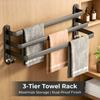 Gun Gray Towel Rack, No-drill Bathroom Wall-mounted Bathroom Towel Hanging Rod Storage Rack Toilet Storage Hanger