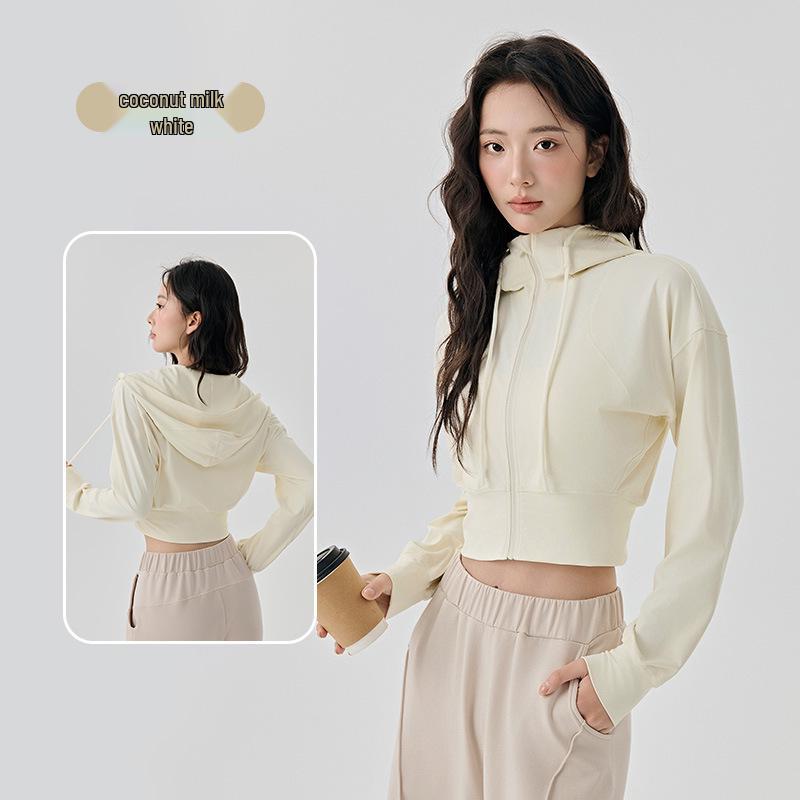 Women s Customizable Hooded Jacket with Adjustable Drawstring - Versatile, Slimming Fitness and Casual Yoga Top Medium