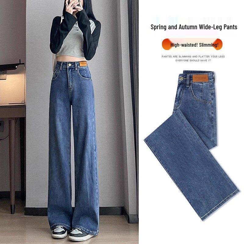 

Women s Flannel-Lined High-Waisted Slimming Jeans - Winter 2026, Thickened, Wide-Leg, Black, Straight-Leg for Petite Sizes 32 (146-155 lbs)