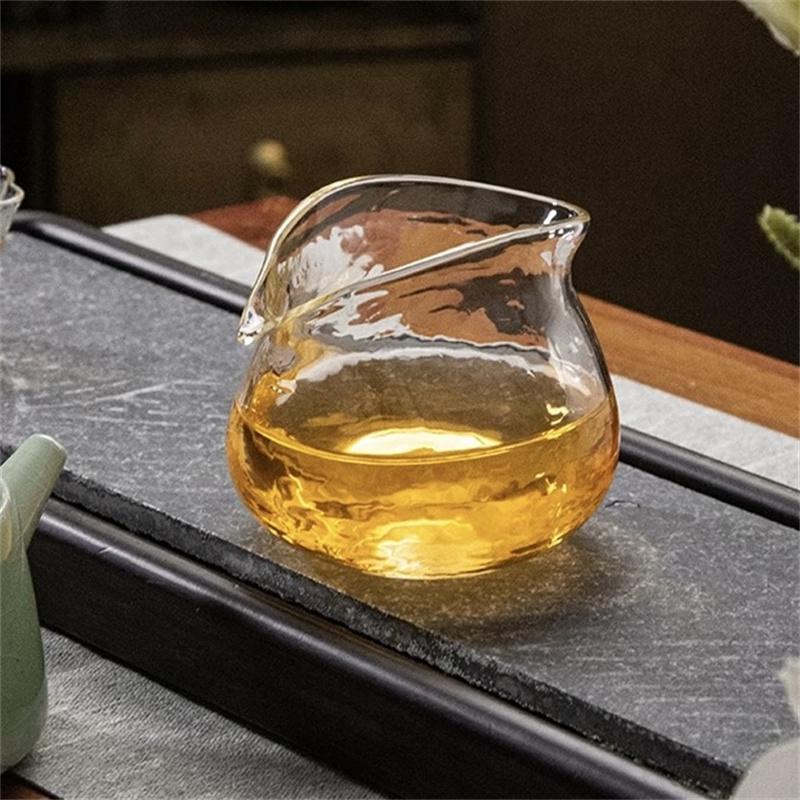 Japanese style 330ml Hammer Patterned High Borosilicate Glass Fair Cup Tea Pitcher Kungfu Tea Ceremony Tea Cup Tea Set