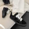 Unisex Czarne Zamszowe Buty Skateboardowe Kontrastowe Sznurowadła Antypoślizgowe Codzienne Trampki do Noszenia na Co Dzień