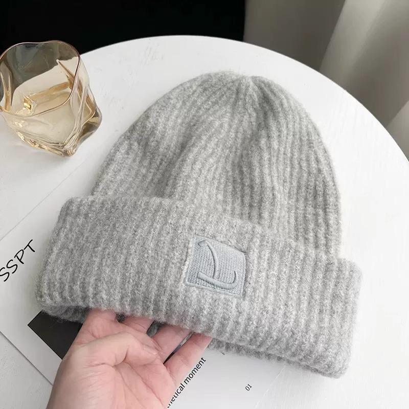 Big head circumference thick wool hat women's autumn and winter loose warm pile cold hat big face small knitted ear hat