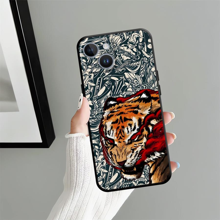Funda Handyhülle Case für Apple iPhone 17 Pro Max 11 14 XR XS MAX 13 Air 12 16 15 Pro 7 8 Coole Katze Tiger