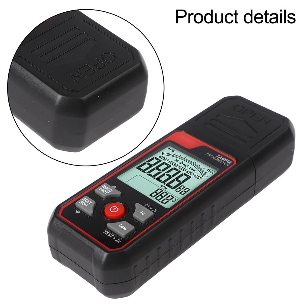 TA501A Digital Tachometer Wide RPM Range Measurement and Lock Functionality for Industrial Applications and DIY Projects