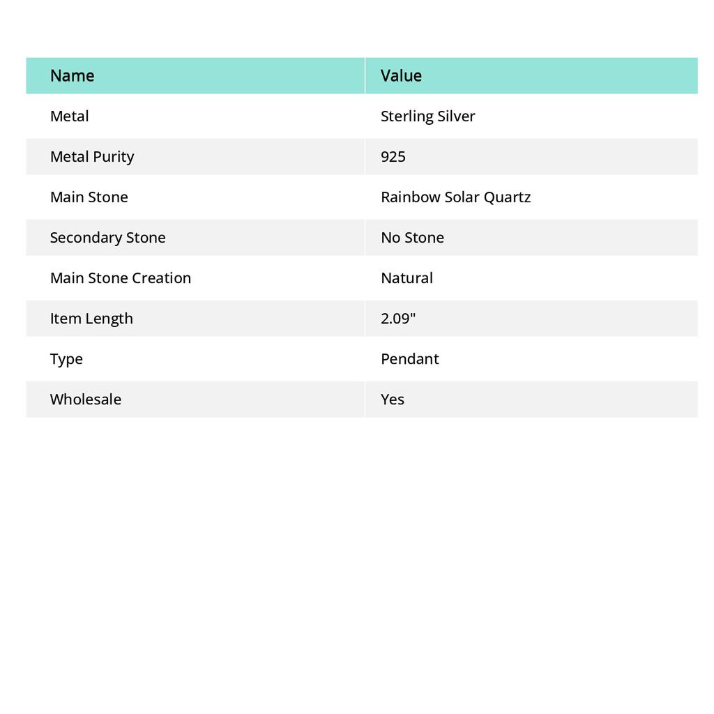 Natürlicher Regenbogen Sonnenquarz Handgefertigt 925 Sterlingsilber Anhänger 2,09" K6R73