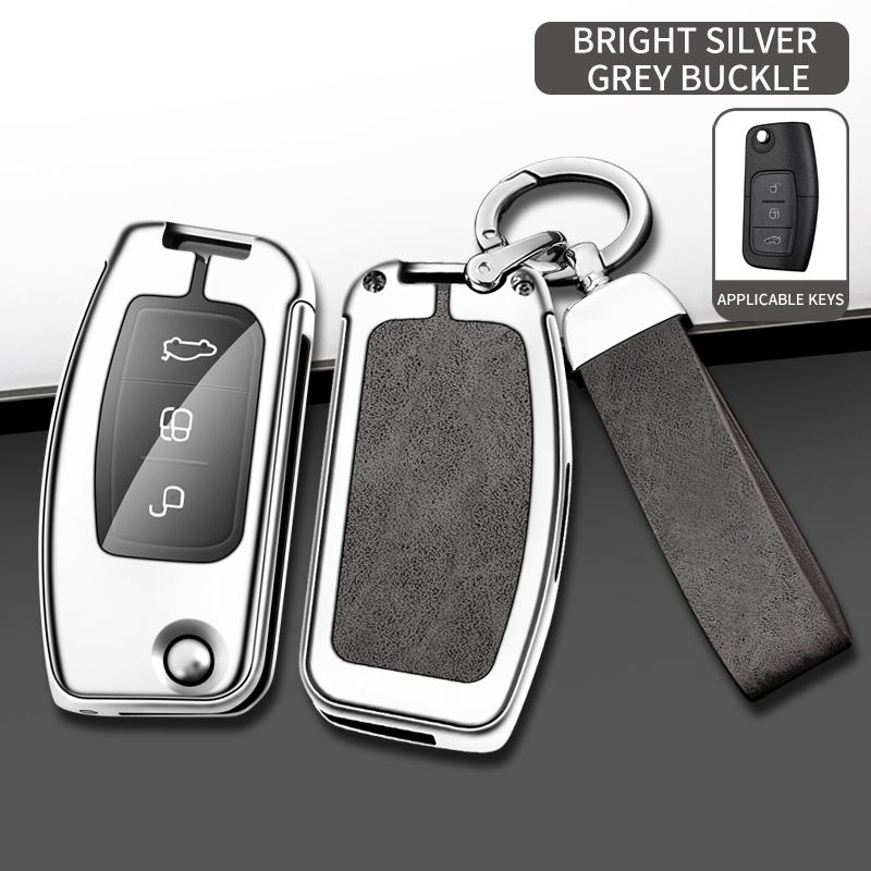 Interior Mouldings Car Metal Key Case Cover Shell For Ford Focus 2 3 Ecosport C-Max S-Max Ka Mondeo Kuga Galaxy Fiesta Keychain