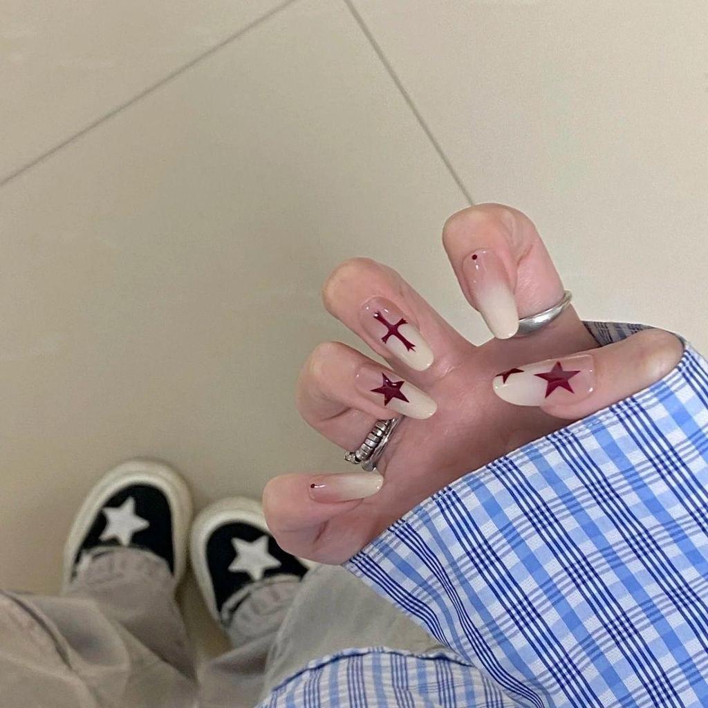 Blush French Cat Eye Princess Bow Nails - Handmade Wearable Nail Art