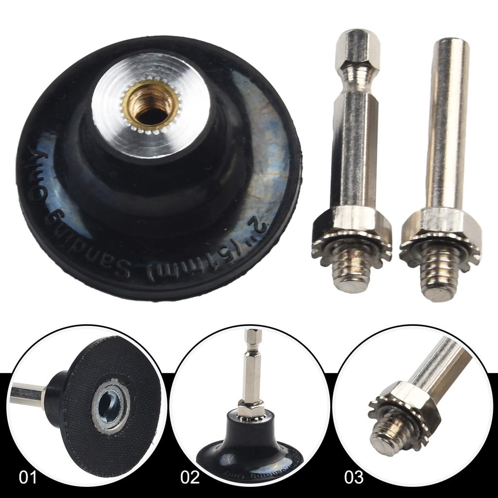 Rotary Disc Pad Holder Maintenance Metal Parts Repairing Round Shank Rubber 1 4 ' ' Hex Shank 2Inch 3Pcs set 45mm
