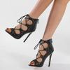2025 New Design Hollow Out Peep Toe Thin Heels Sandals Woman Fashion Zipper Lace-Up Dress Gladiator Shoes