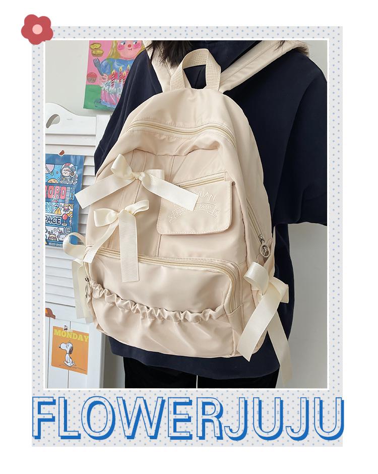 Japanese Anime Academy Style Cute Bow Color Block Pleated Soft Girl Student Backpack for Women