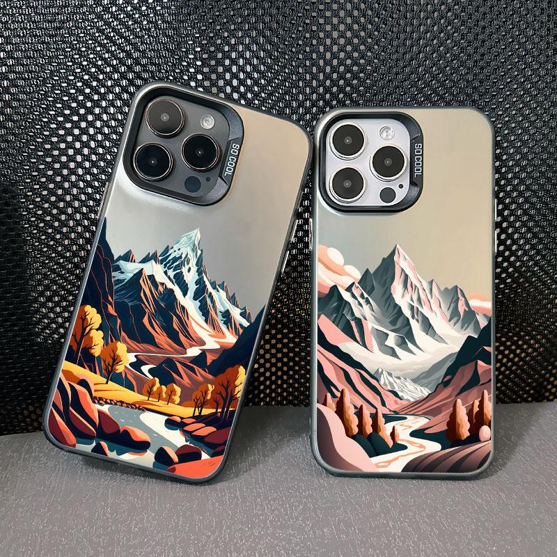 Mountain Scenery Peak Landscape Phone Case For iPhone 15 Pro Max 14 13 12 11 Pro Max Mini 15 14 Plus Shockproof Laser Back Cover