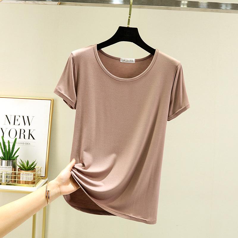 Dámský univerzální letní top s krátkým rukávem 2025: Zeštíhlující, Volný střih, Ležérní základní tričko