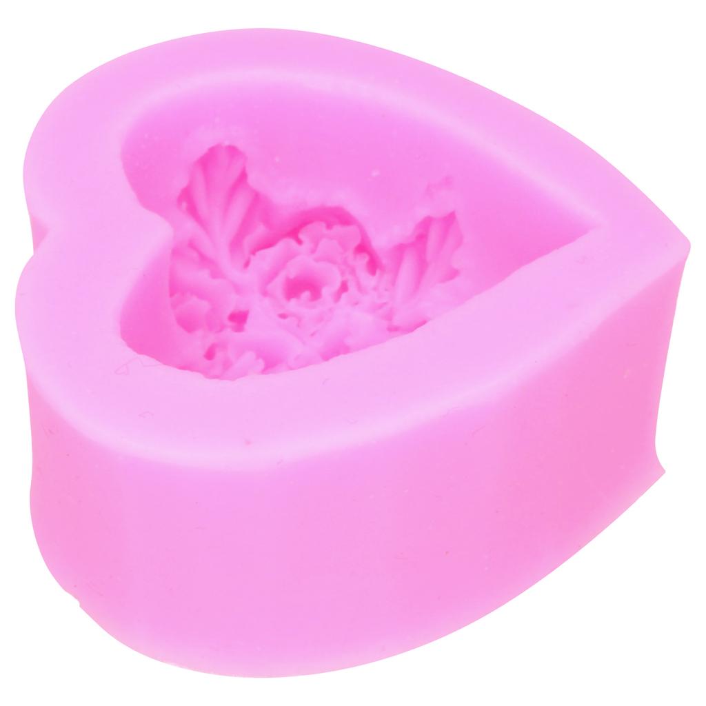 DIY Silicone Mold 3‑Dimensional Heart Shaped Rose Flower LOVE Cake Chocolate Soap Candle