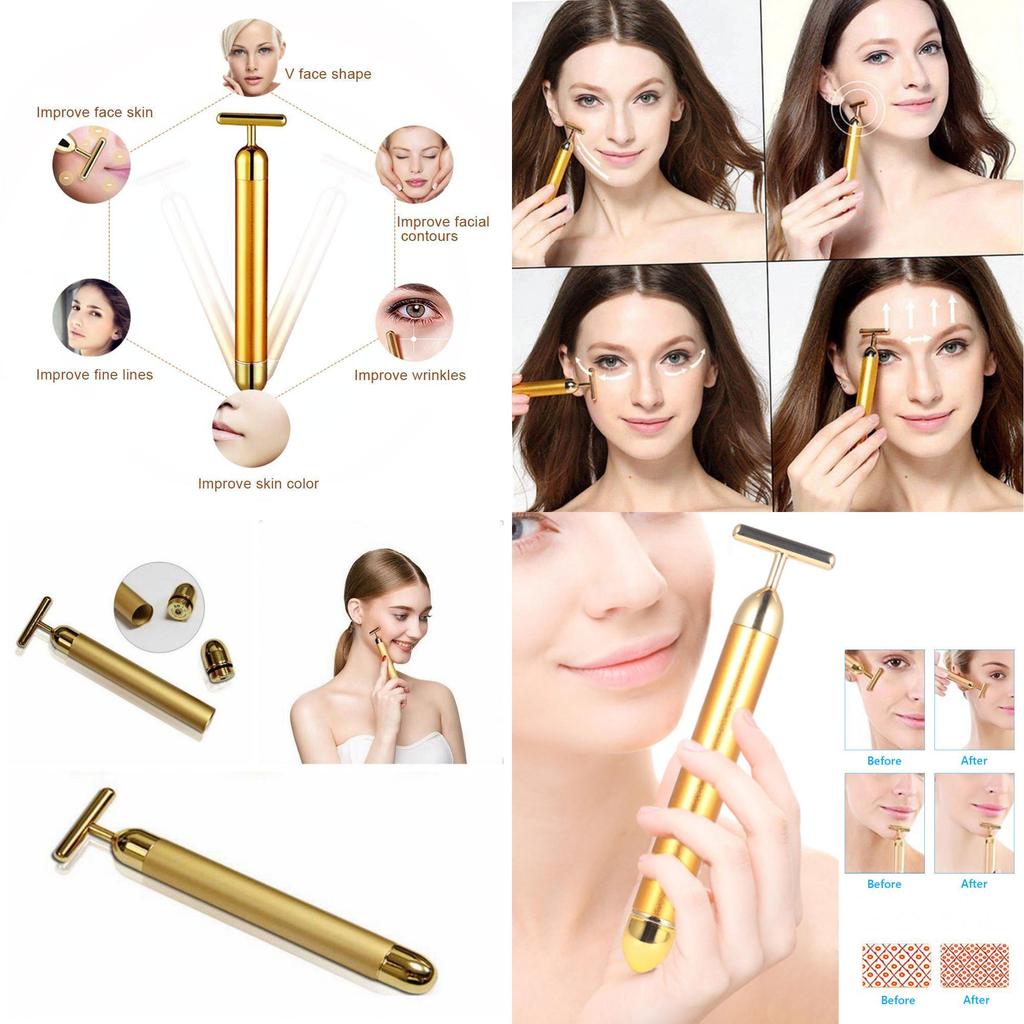 Premium Golden Facial Massage Wand Electric Face Massager Beauty Tool For Home And Spa Use