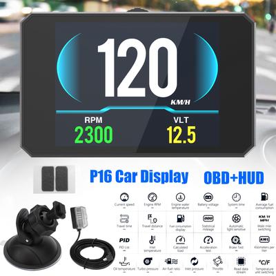 Digital Speedometer, OBD+GPS Dual-Mode Car HUD Head-Up Display, Water Temperature, Voltage, Fuel Consumption Clock Display, Km/h/MPH Unit Switchable