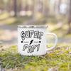 Super Papy Mamie Print Enamel Mug Creative Coffee Cups Drinks Water Milk Cup Enamel Mug Home Drinkware Gifts for Grandma Grandpa