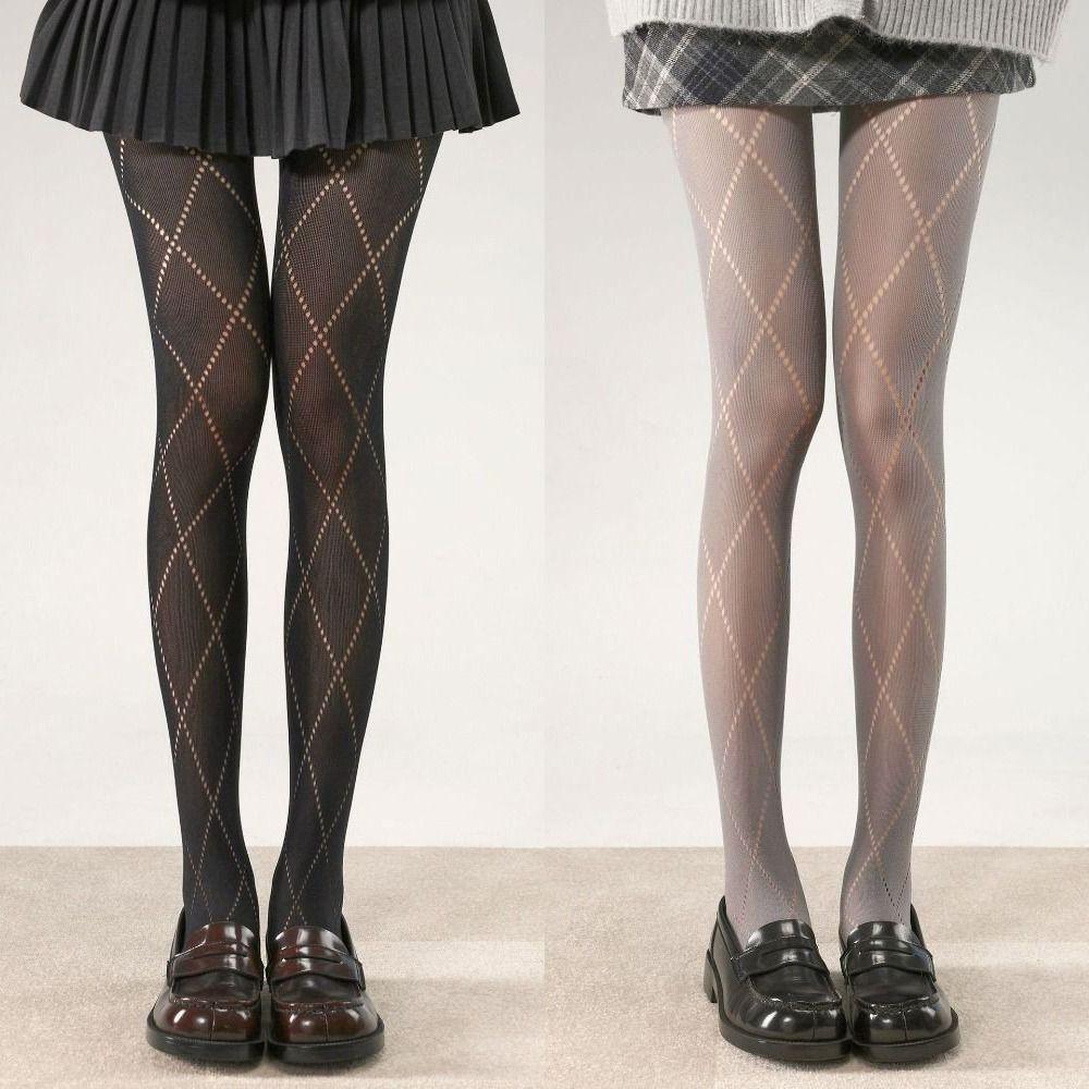 Hollow Out Knitted Pantyhose Jacquard Leggings Sexy Slim Stockings  Female Lingerie