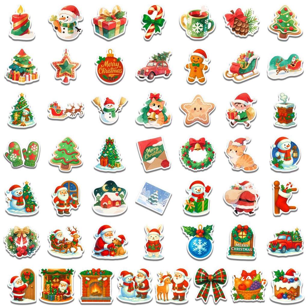 50 Christmas Sticker Sheets for DIY Decoration: Perfect for Notebooks, Luggage, Journals, and Festival Activities