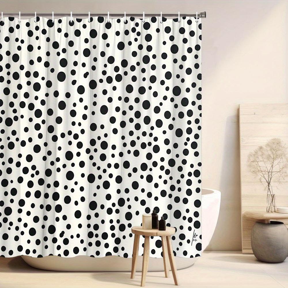 

Black Spot Shower Curtain Minimalist Abstract Circle Modern Geometric Shower Curtain For Home And Bathroom Decoration W60H190(CM)-1 Pcs