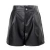 Women's High-Waist PU Leather Shorts, Autumn/Winter 2024, Slim A-Line Brown Wide-Leg Pants, Suitable for Outerwear or Boots.