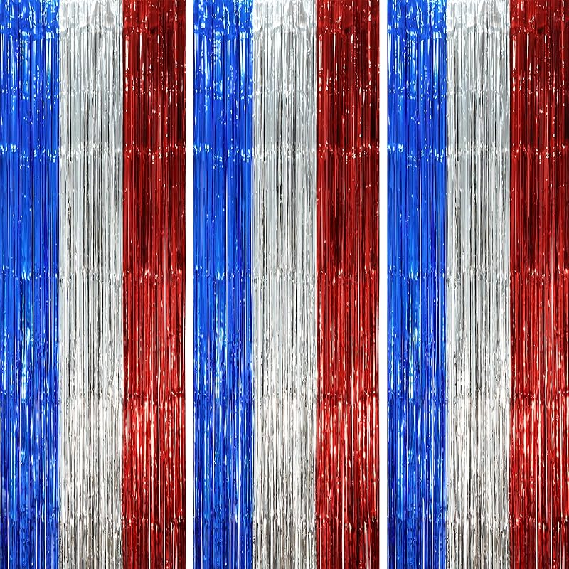 3 Pack 3.3x8.2 Feet Gold Foil Fringe Backdrop Curtains, Tinsel Streamers, Fringe Backdrop for 2025 New Years Eve, Graduation, Birthday, Baby Shower,